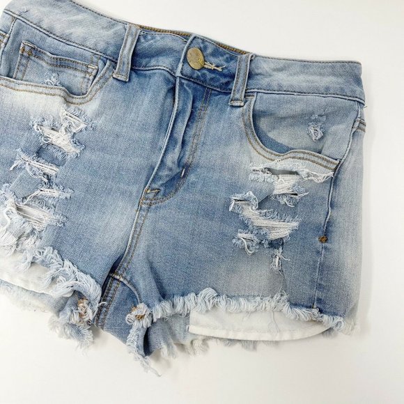 American Eagle Hi Rise Shortie Jean Shorts 2 - Picture 3 of 9